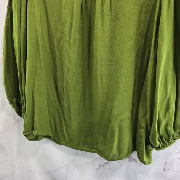 Anthropologie Shirt Womens Small Green Henley Blouse Popover Maeve Kalas Balloon - Picture 7 of 10